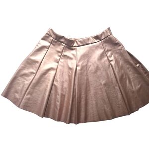 Bar III Vegan Leather Pleated Skirt Rose Gold Large